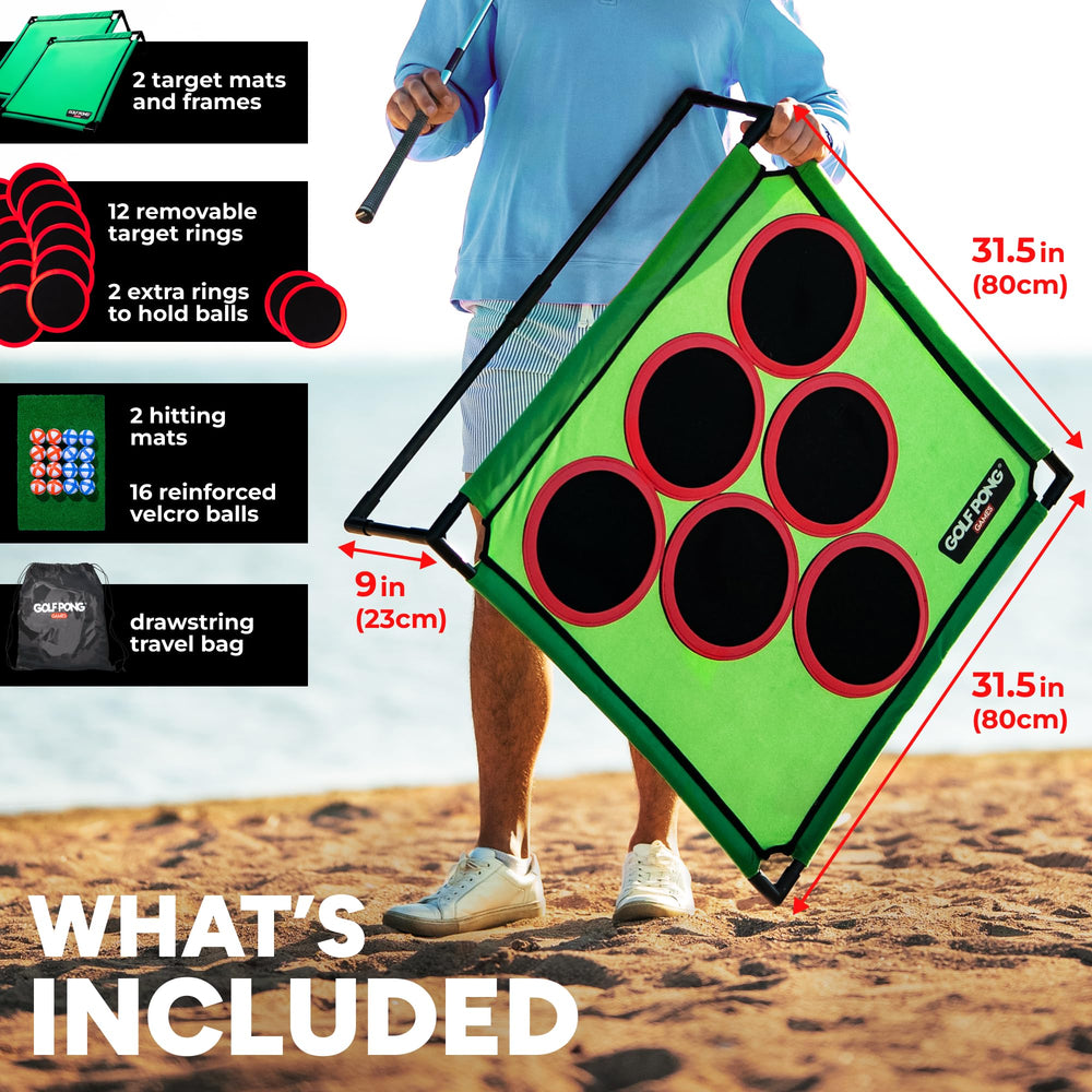 Golf Pong Versus 2 Pack mats and targets enable portable scoring zones.