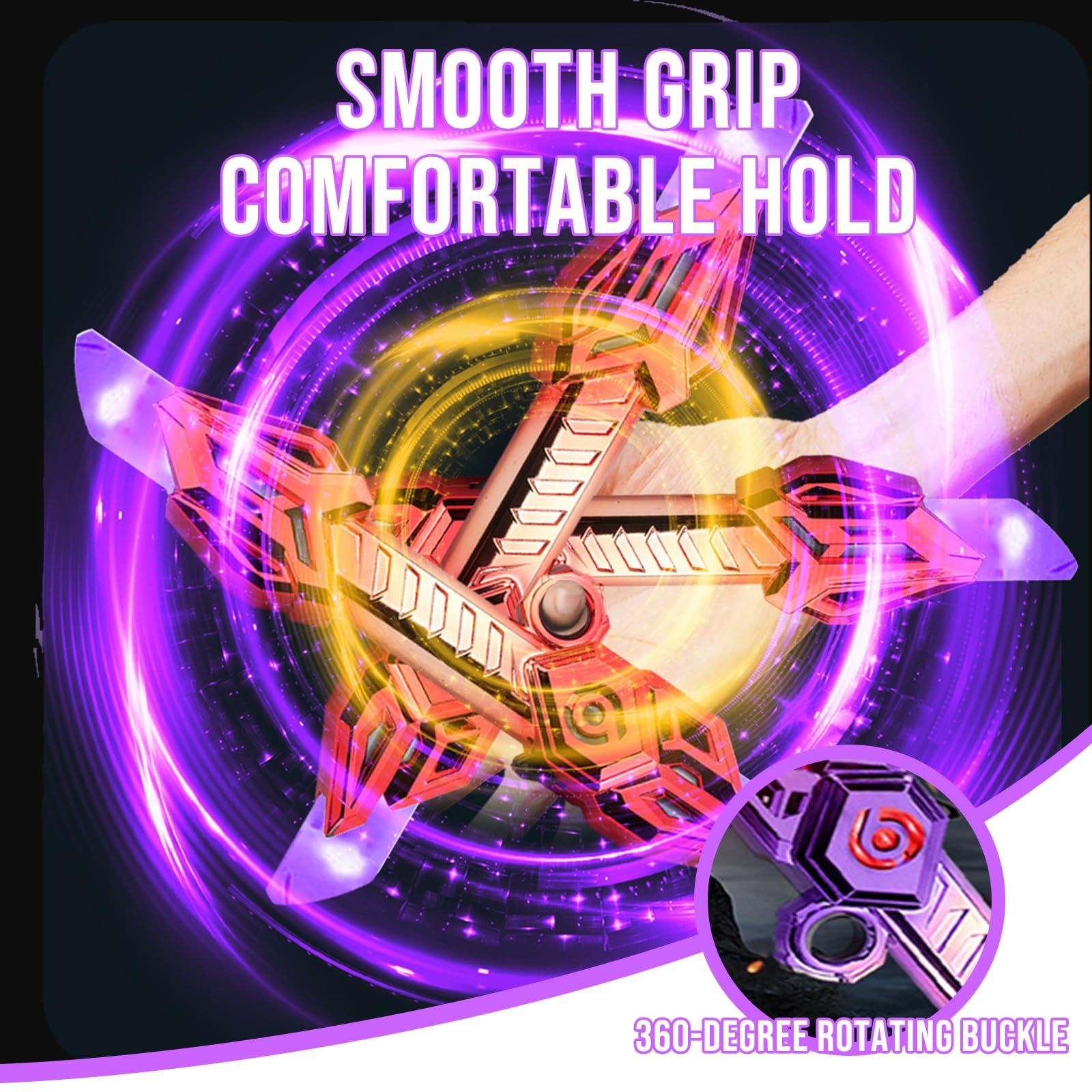 Golfli light up saber with 360 rotating handle for fluid spins