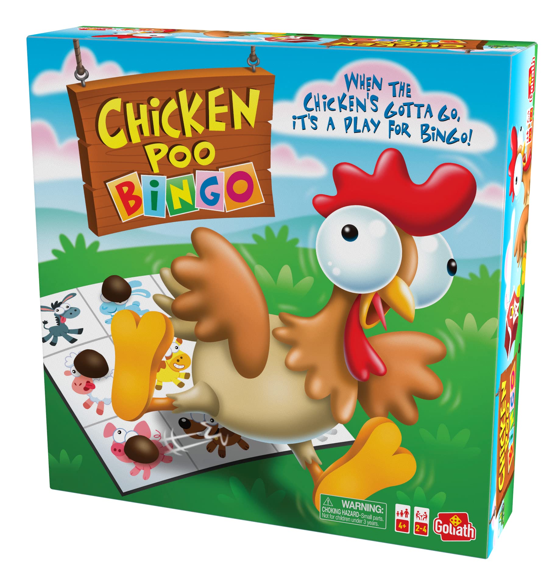 Goliath bingo cards and tokens organize play with familiar rules.