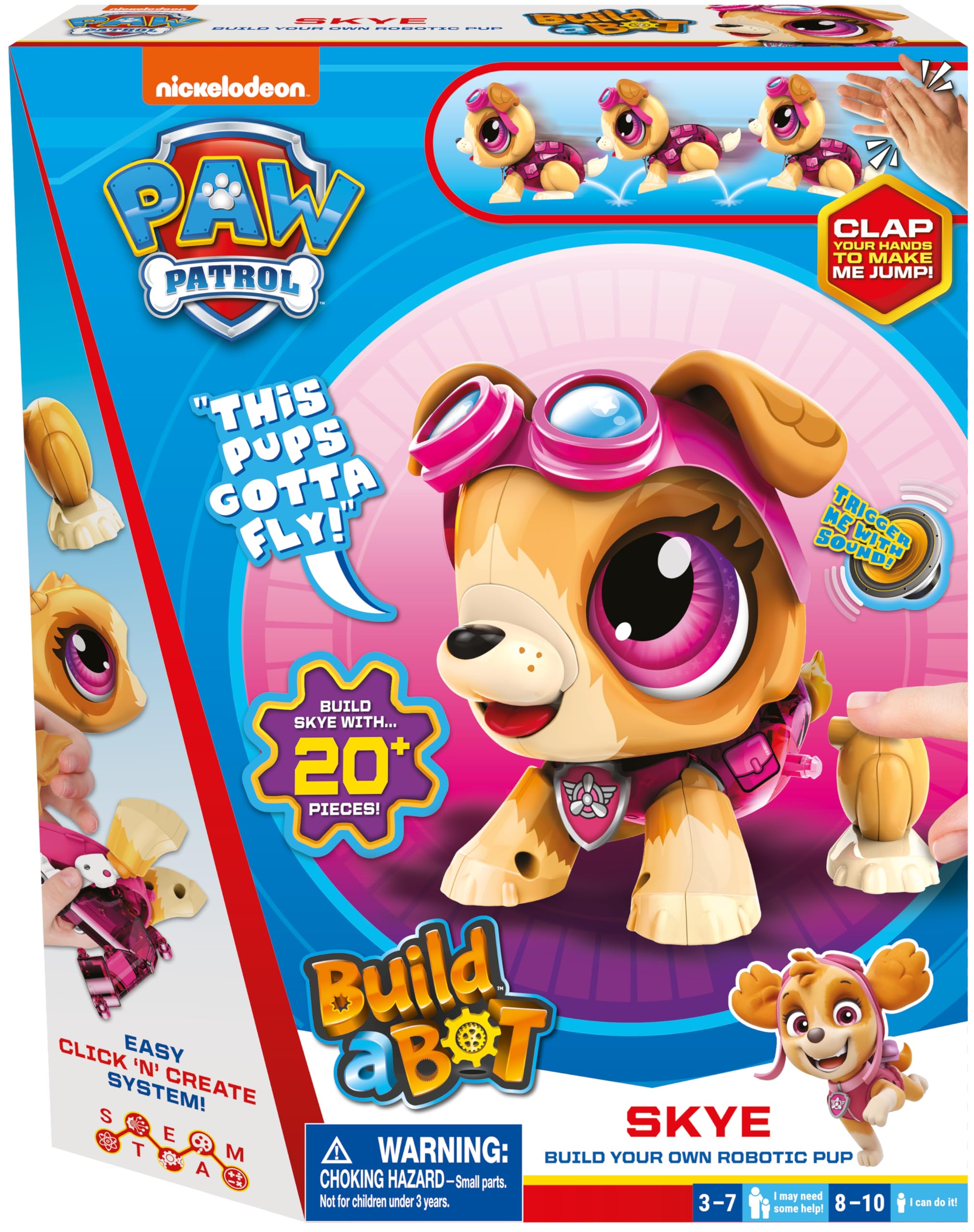 Goliath Build a Bot Skye assembly shows 20+ pieces for hands-on STEM play