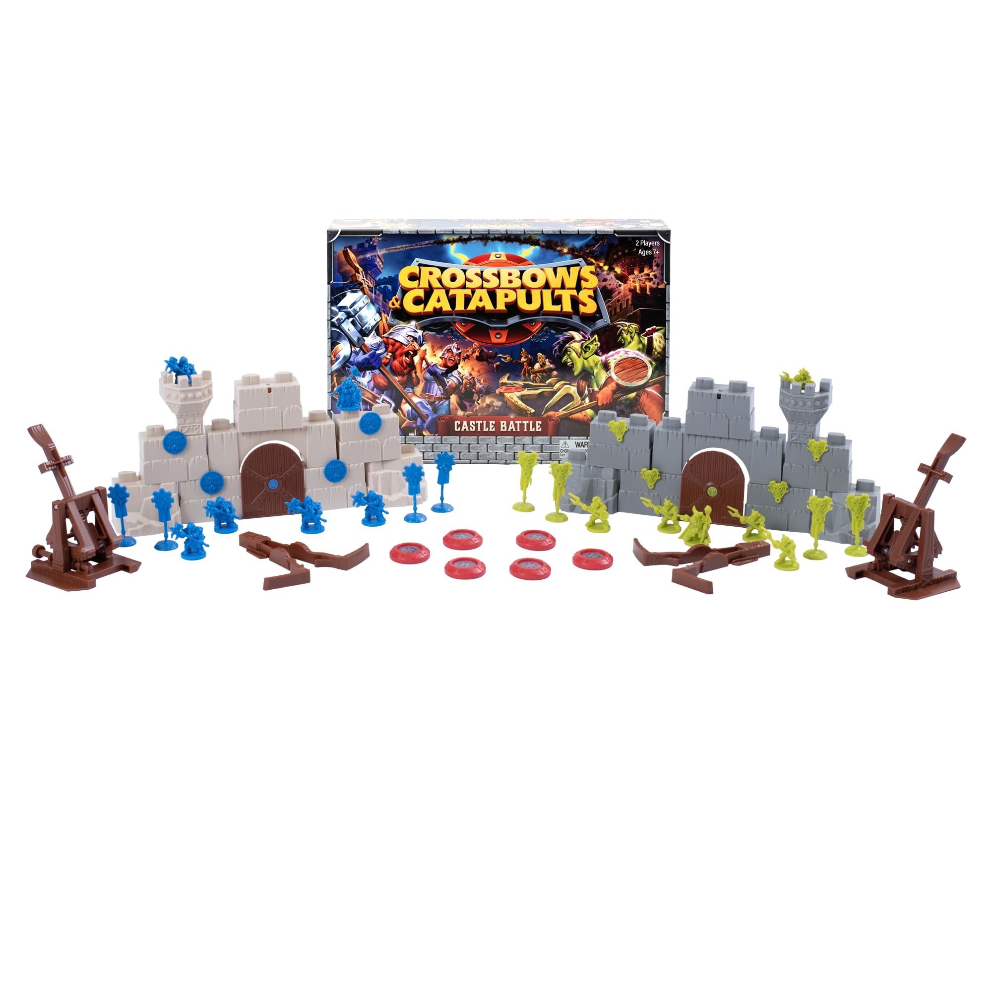 Goliath castle pieces and figures enable quick fortress setup for play.