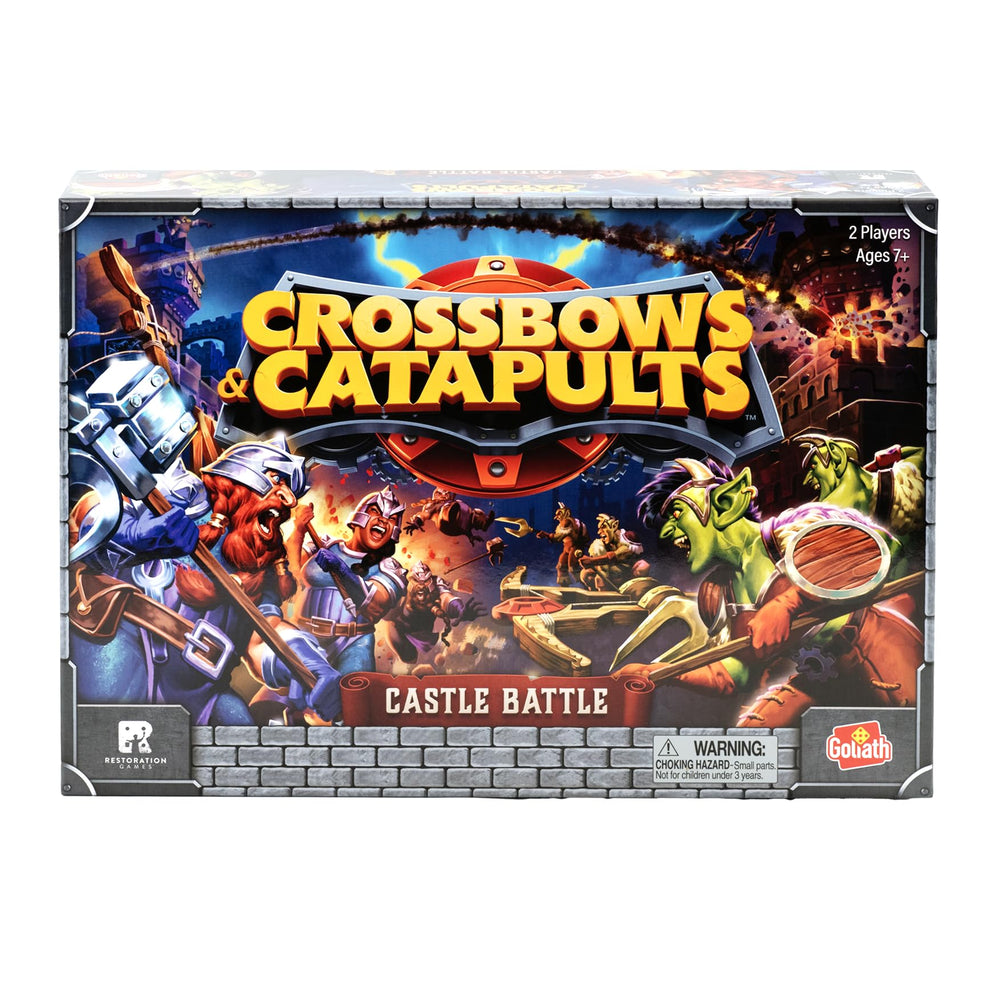 Goliath crossbows and catapults ready for epic two-player siege battles.