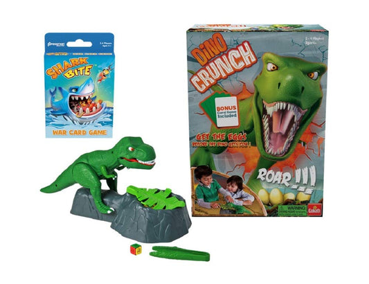 Goliath Dino Crunch players reach in to remove an egg.