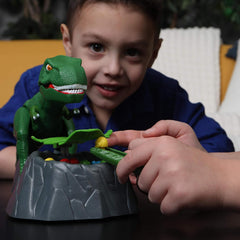Goliath Dino Crunch T-Rex attack figure adds surprise during play.