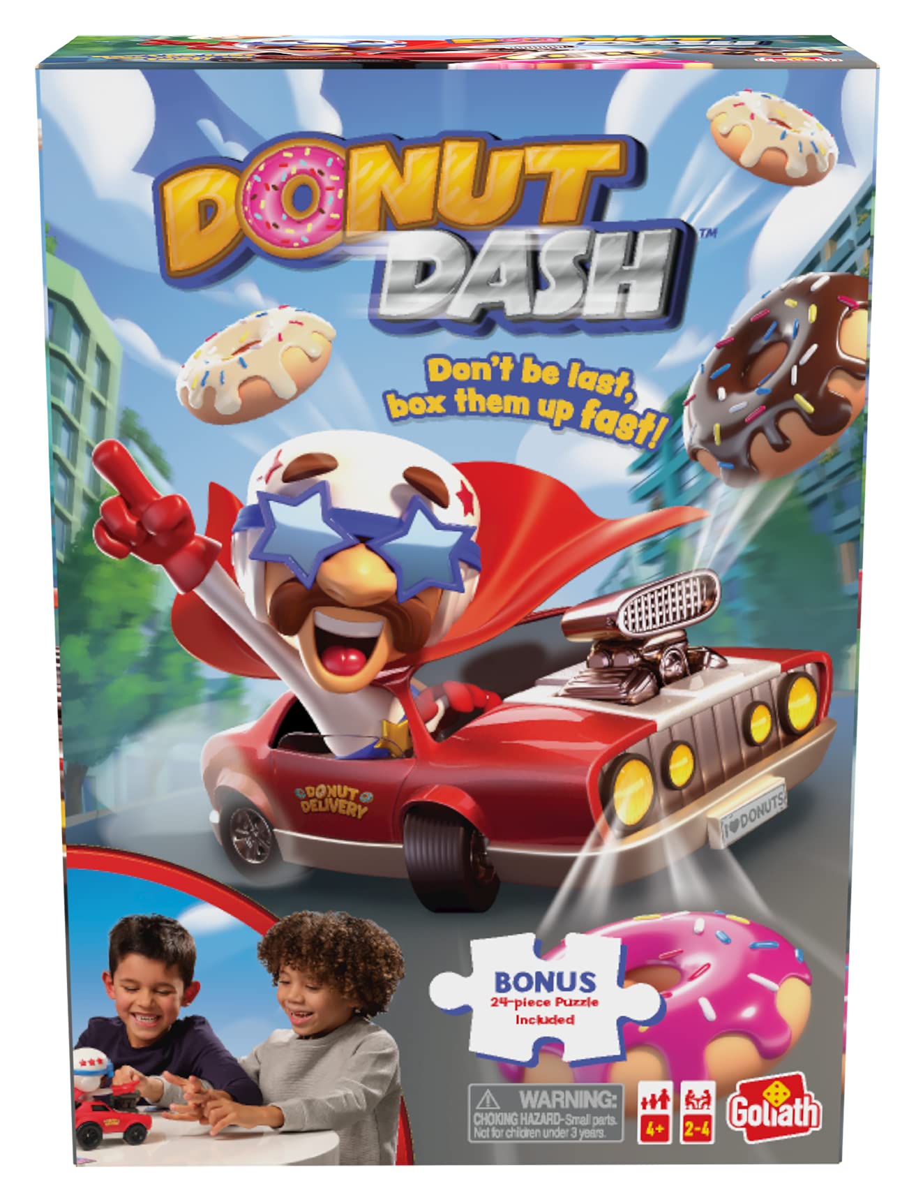 Goliath Donut Dash: Donut Dasher in car for fast, chaotic family fun.