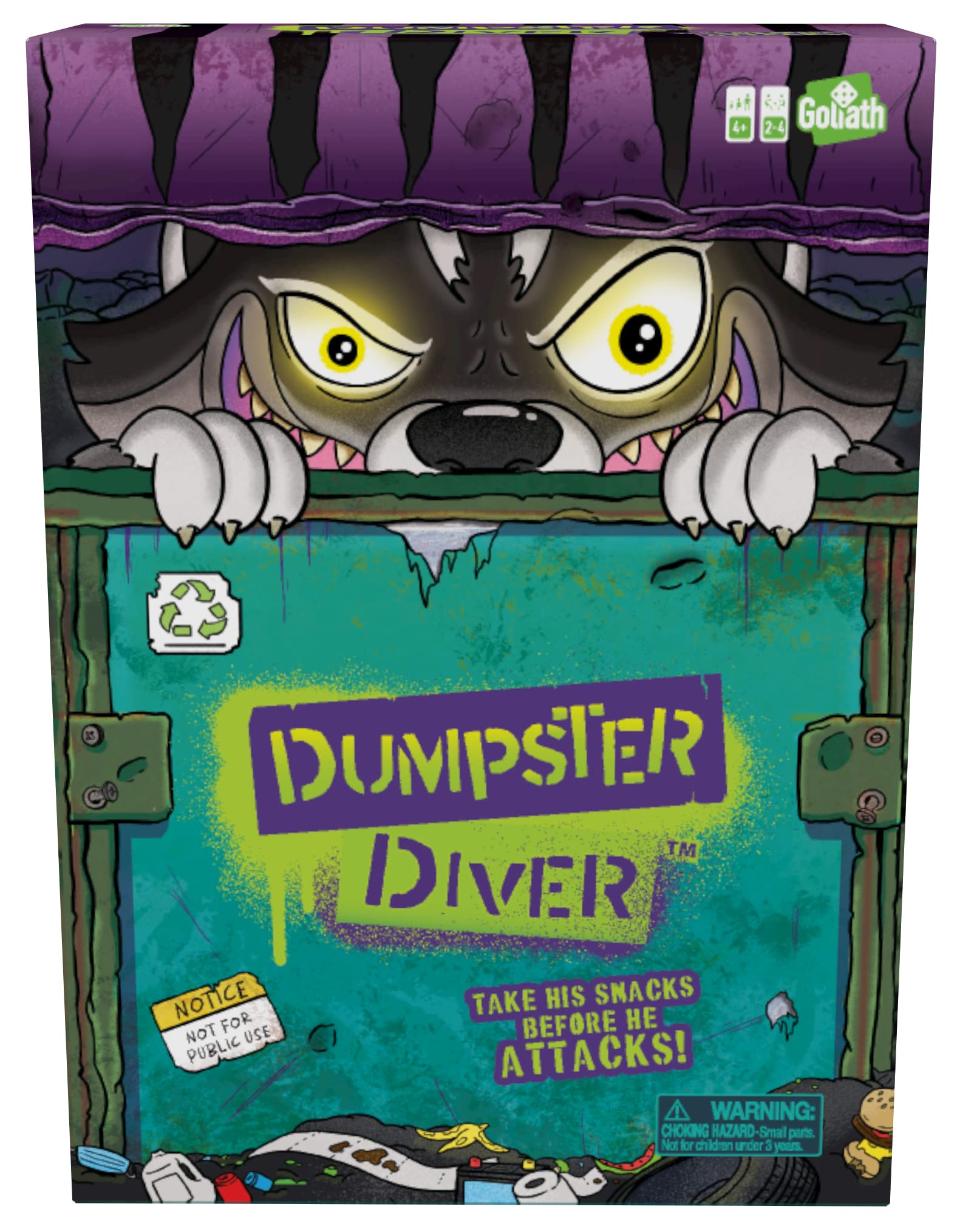 Goliath Dumpster Diver Game dumpster view for snack-snatching family fun