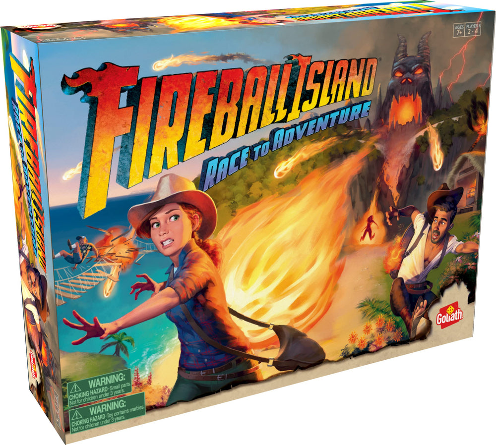 Goliath Fireball Island action features rolling fireballs that add excitement and chaos.
