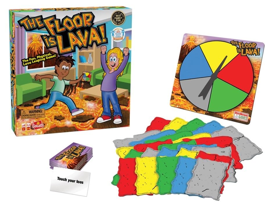 Goliath Floor is Lava spinner facilitates quick challenge selection for family play.
