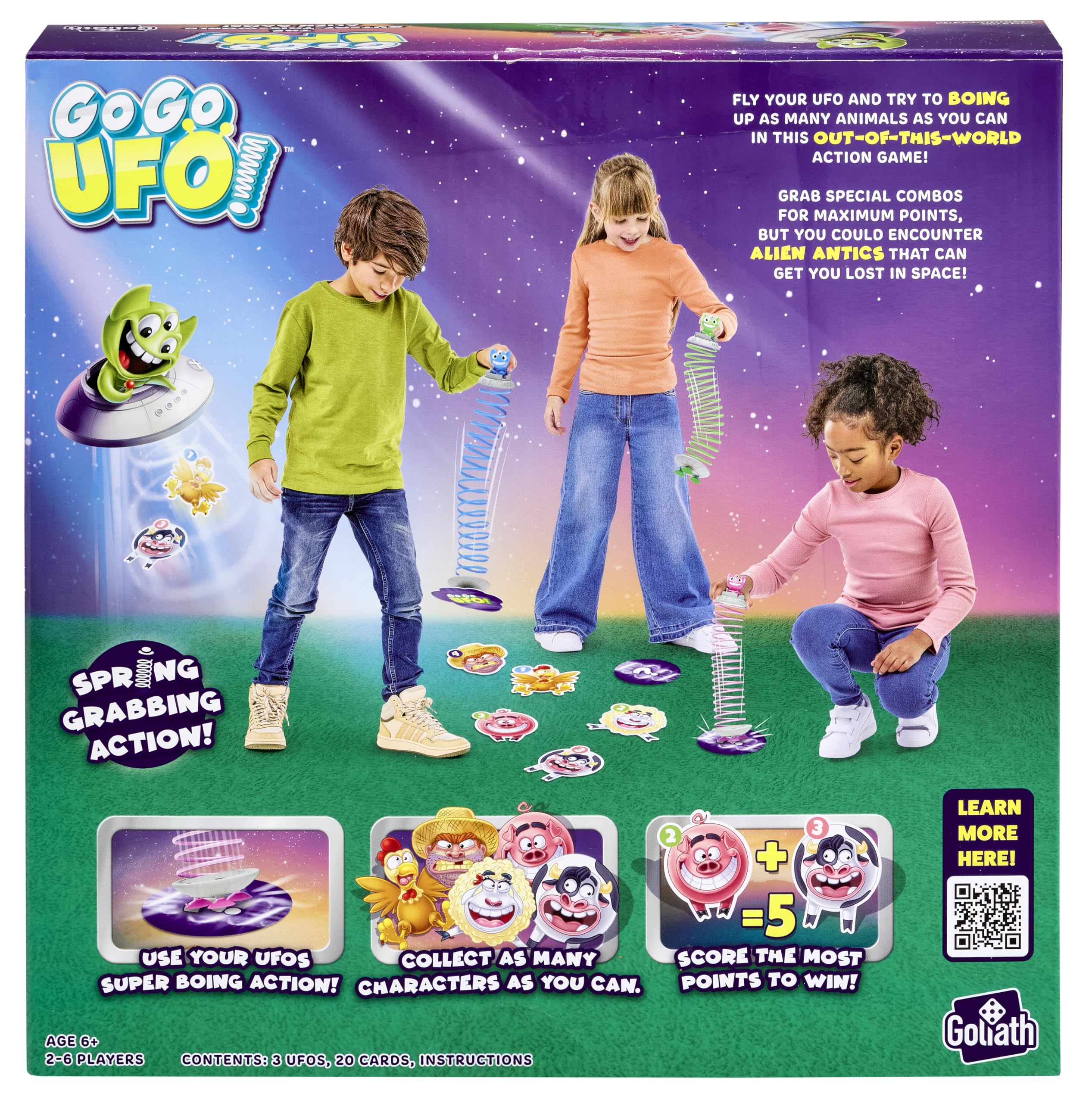 Goliath Go Go UFO game game board and instructions help quick setup.