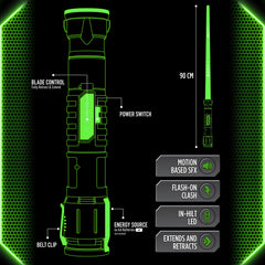 Goliath Power Saber stand and belt clip for display and transport.