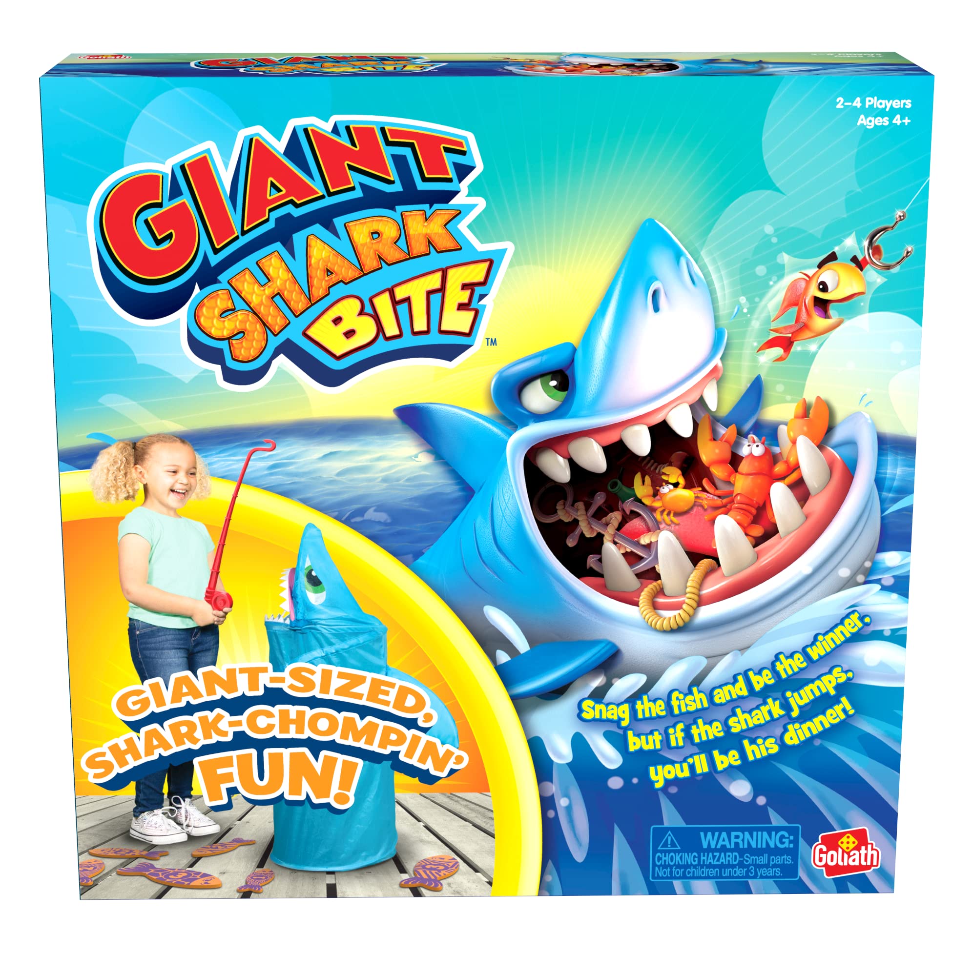 Goliath Pressman Giant Shark Bite Game displaying a towering shark ready to bite