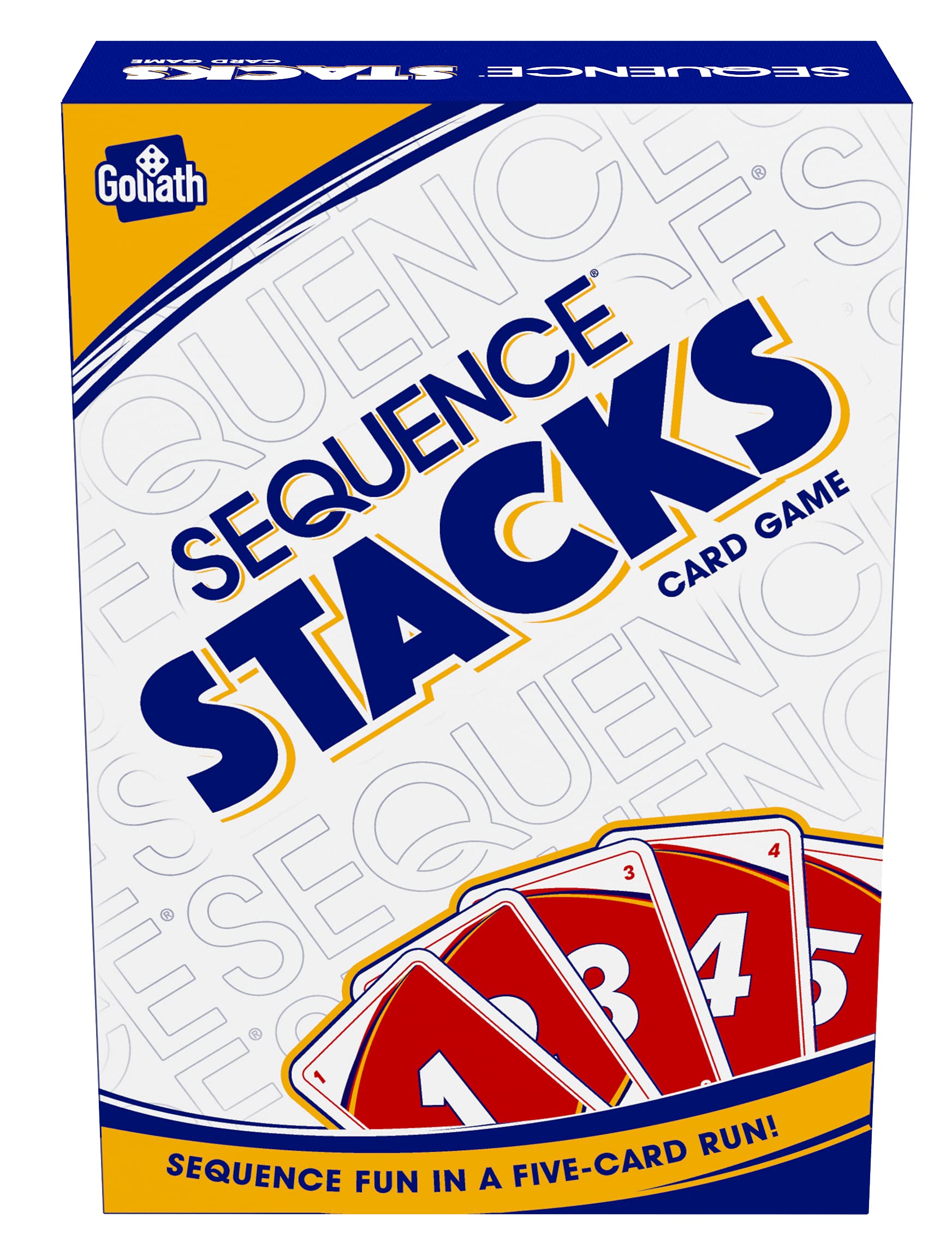 Goliath Sequence Stacks box front promotes simple setup for quick family game nights.