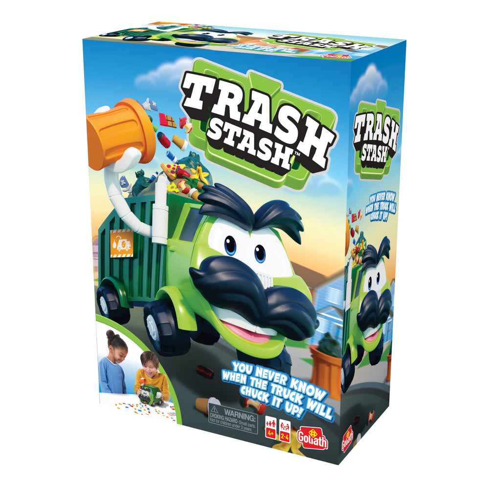 Goliath Trash Stash family-play moment for 2-4 players
