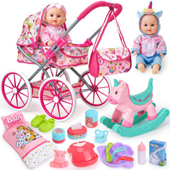 Golray 12-inch baby doll set with stroller for nurturing pretend play.