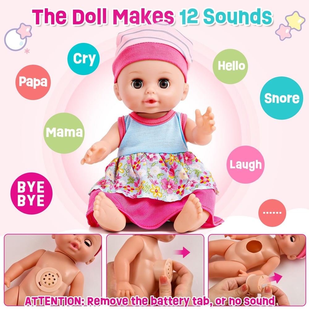 Golray 12in girl doll high chair detail highlights convenient feeding play