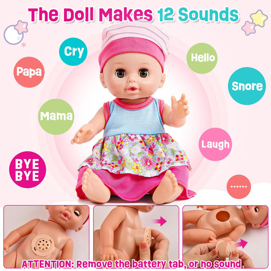 Golray 12in girl doll high chair detail highlights convenient feeding play