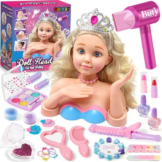 Golray hair styling doll head for imaginative play and hands-on styling practice.
