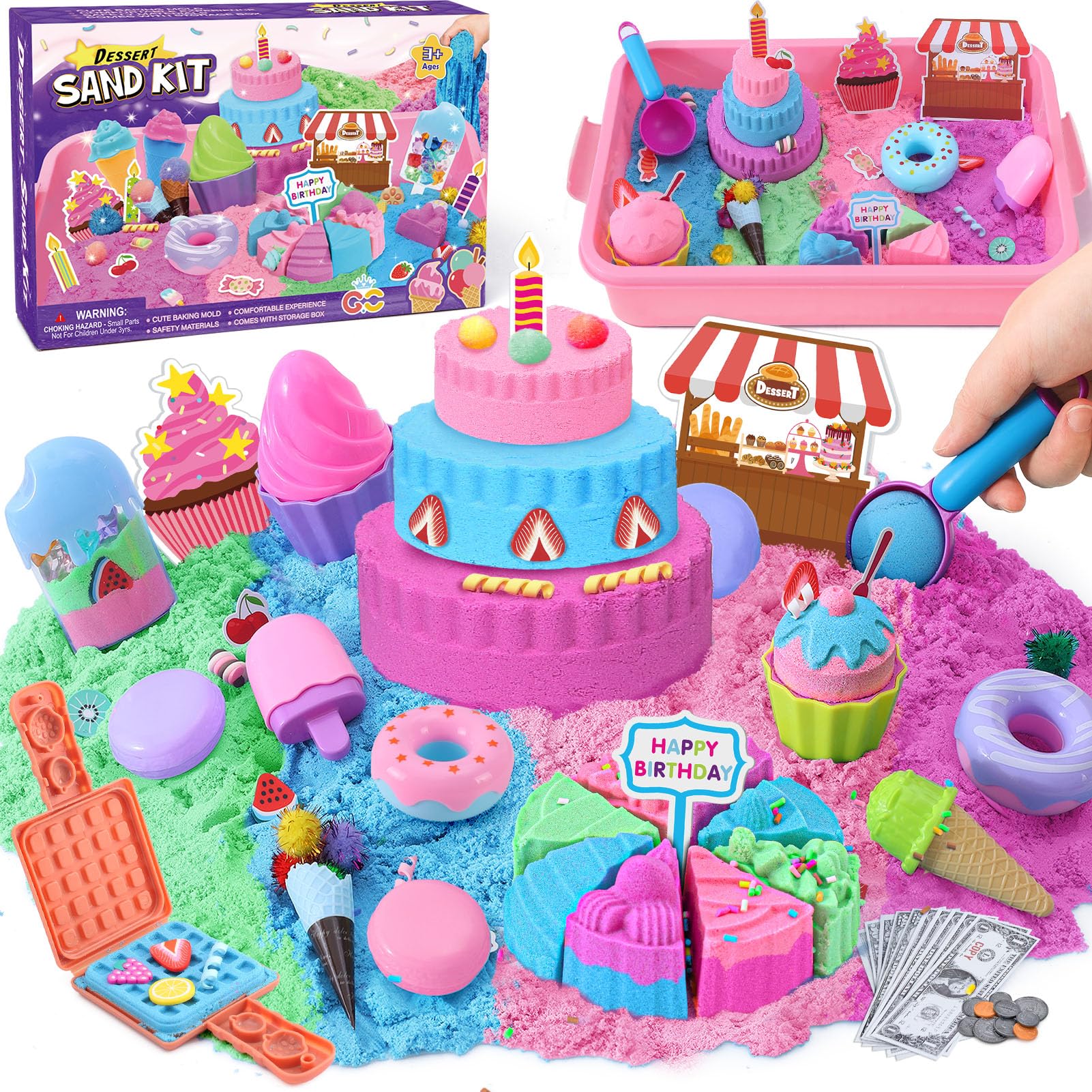 Golray Ice Cream Sensory Bin with sandbox lid for mess-controlled indoor play.