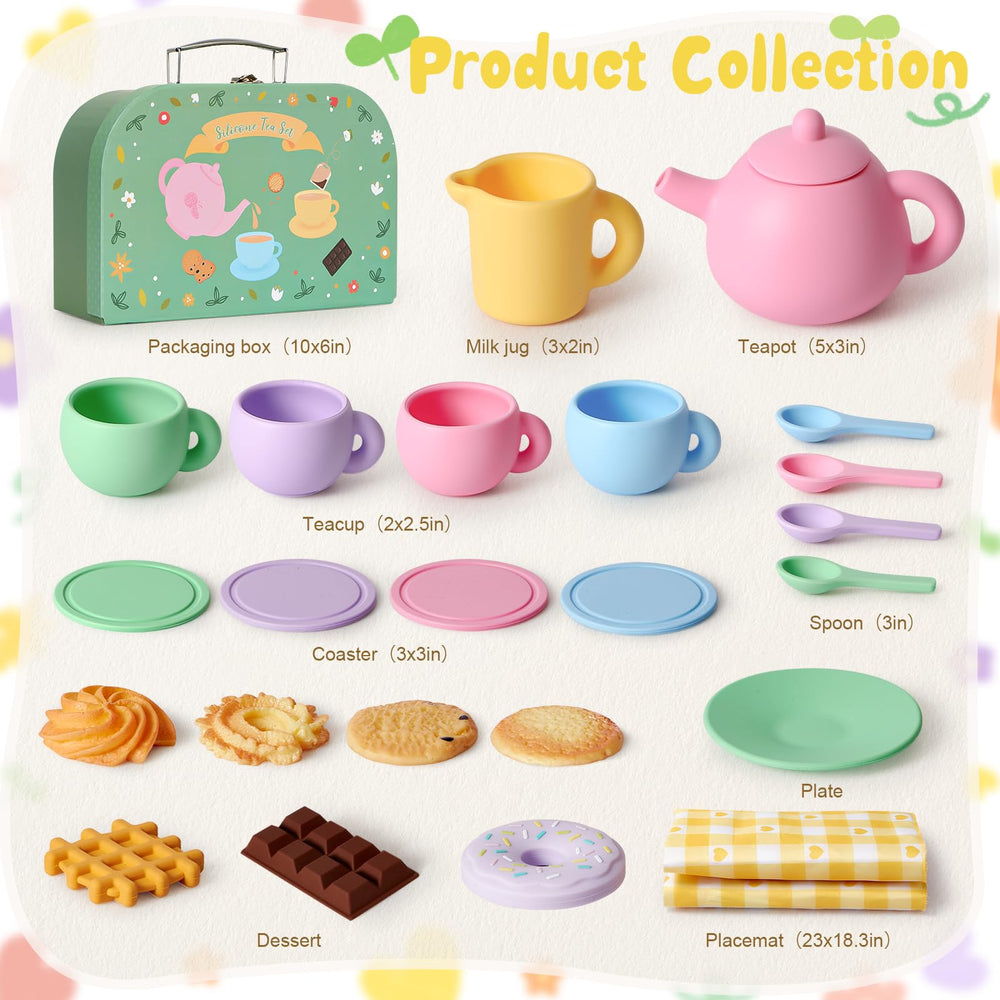 Golray silicone tea set cups with coasters offering kid-sized tea time fun