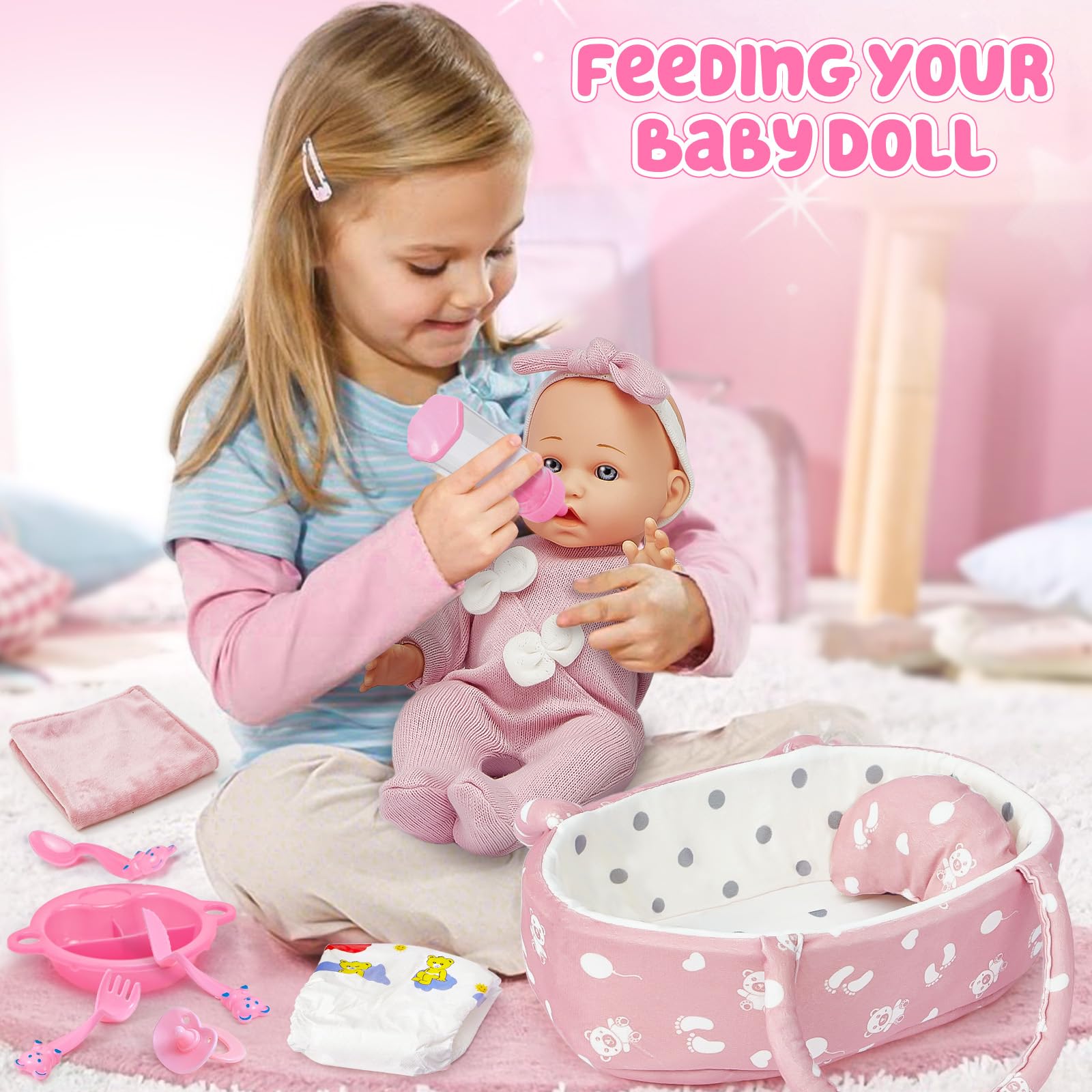 Golray soft bassinet and quilt create a cozy sleeping space for the doll.