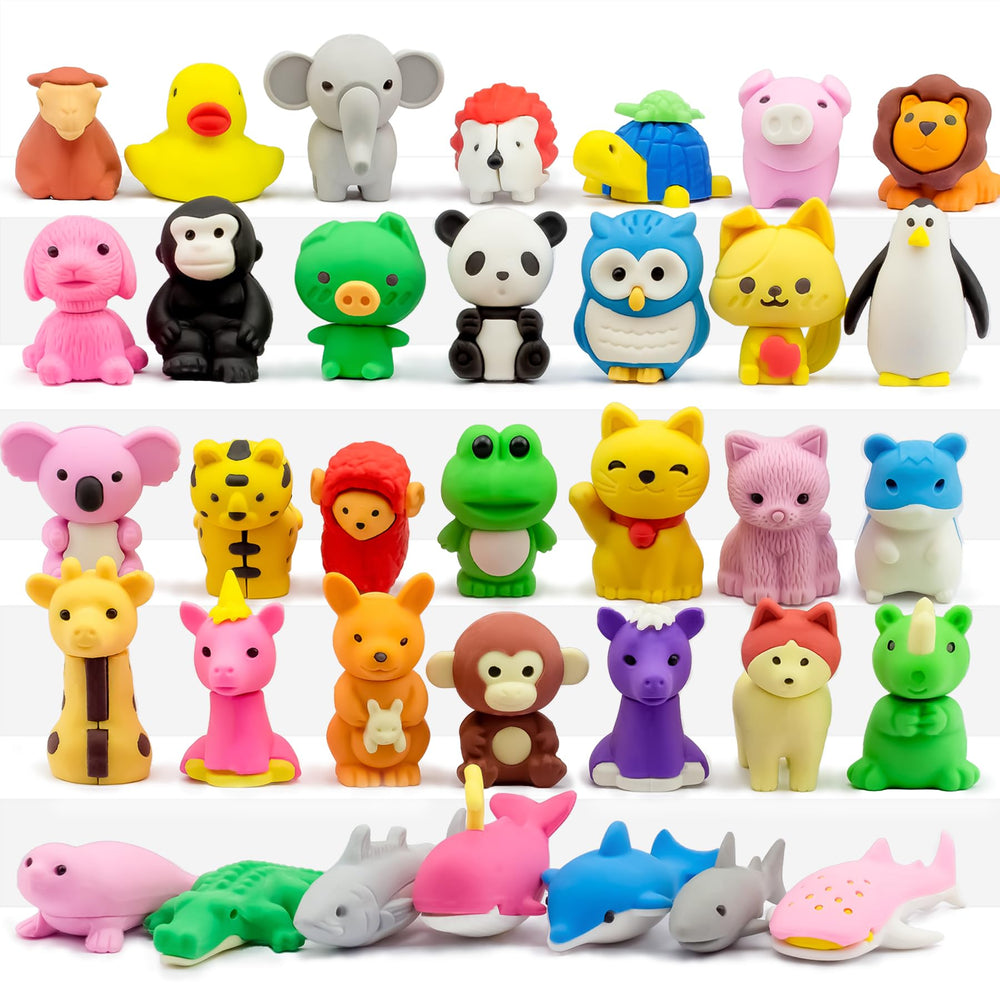 GOMIMEOR animal erasers pack ideal classroom prizes and play