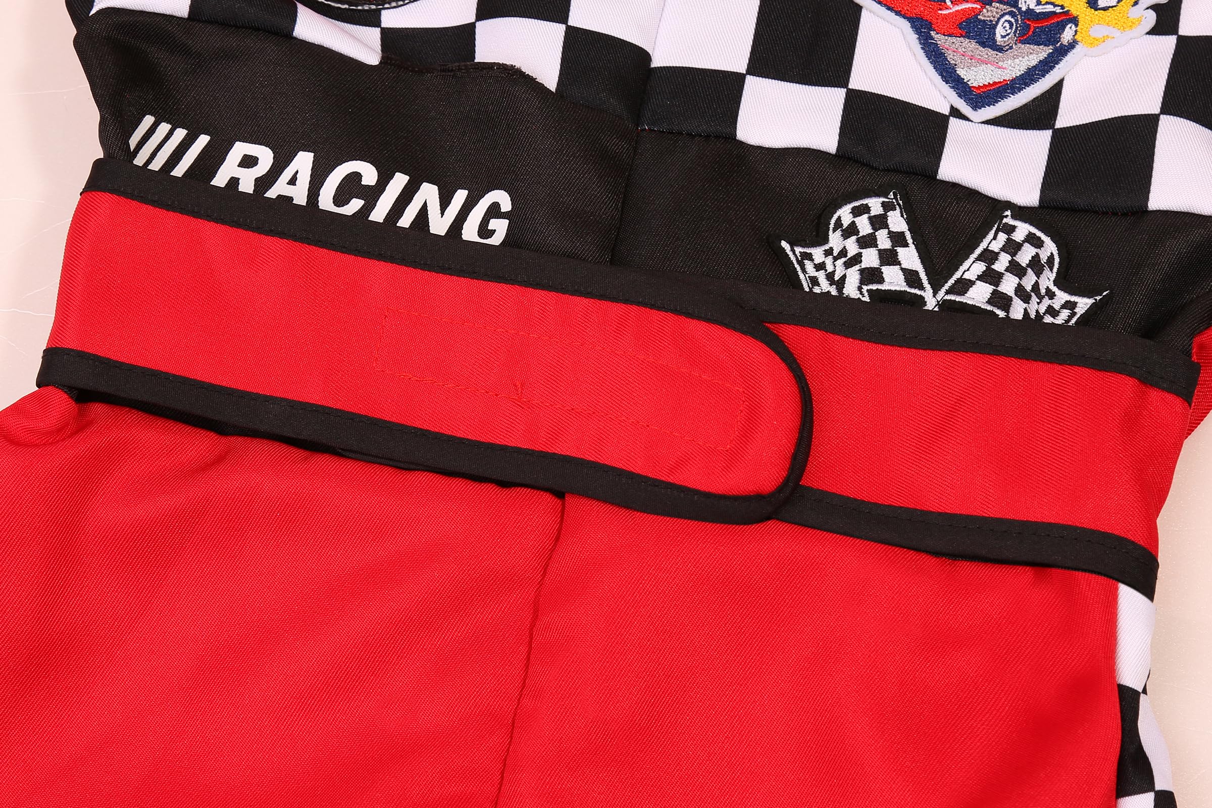 Gomukot Direct kids race suit in red and black checkered design