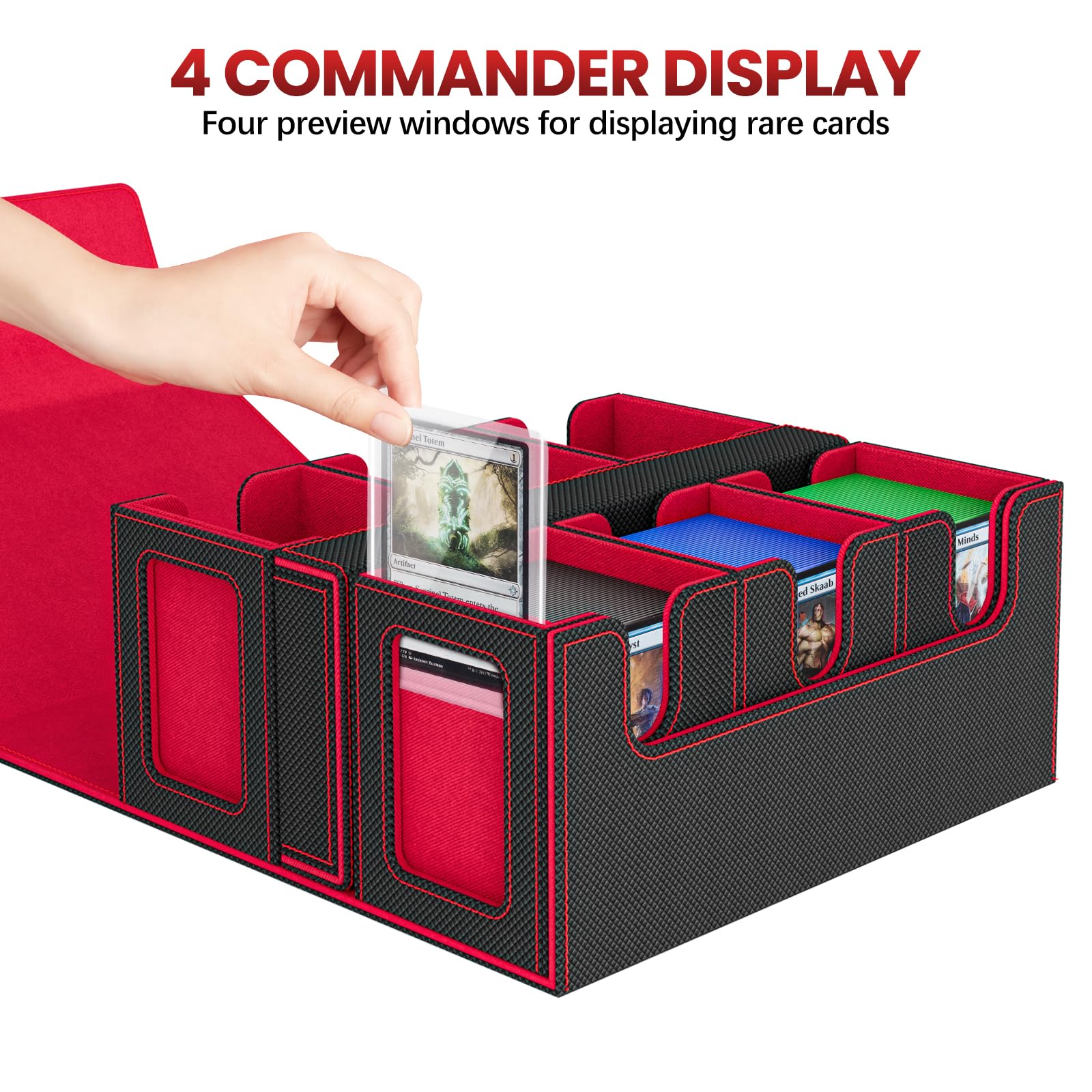 Gomyrod 600+ card capacity suitable for unsleeved and sleeved setups