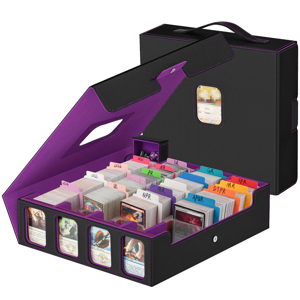 Gomyrod trading card storage box with 3200+ capacity and front display window.