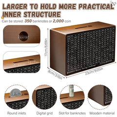 Gomyrod wooden money box counter display tracks progress toward savings goals