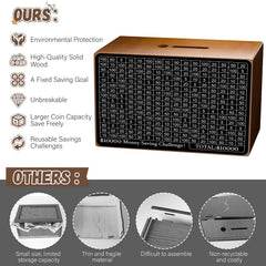 Gomyrod wooden money box side coin slot enables quick deposits during daily saves