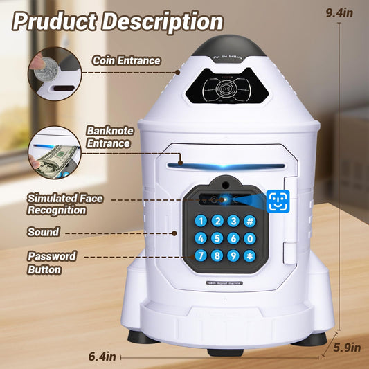 GONINO piggy bank password panel illustrating secure entry and easy code setup