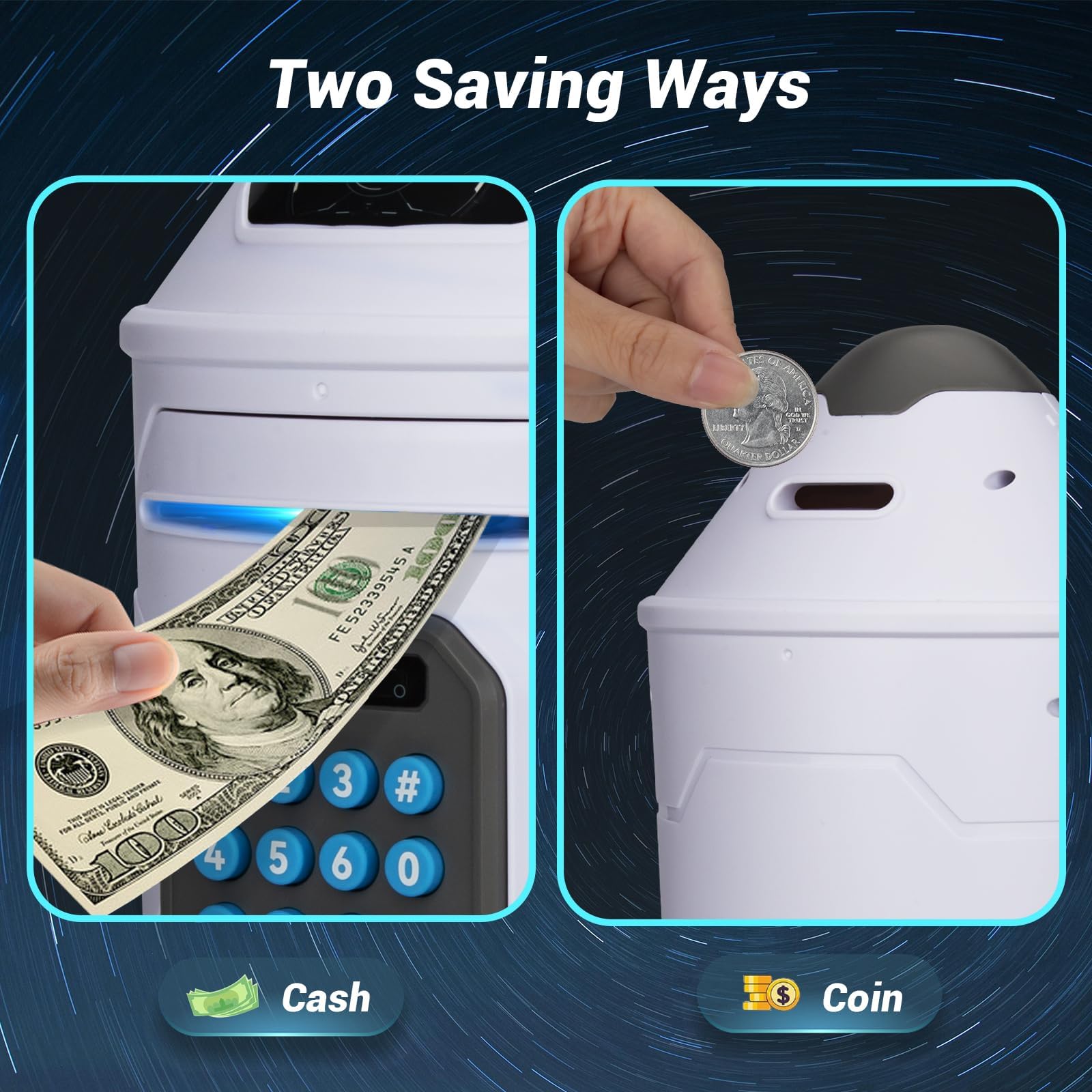 GONINO piggy bank top coin slot for quick coin deposits during play