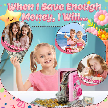 GONINO pink piggy bank durable ABS build supports long use