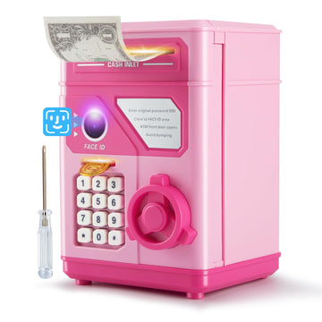 GONINO pink ATM piggy bank overview promotes kid-friendly savings