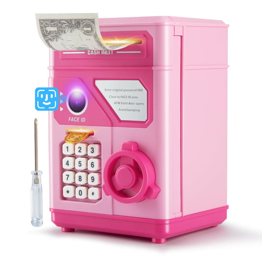 GONINO pink ATM piggy bank overview promotes kid-friendly savings