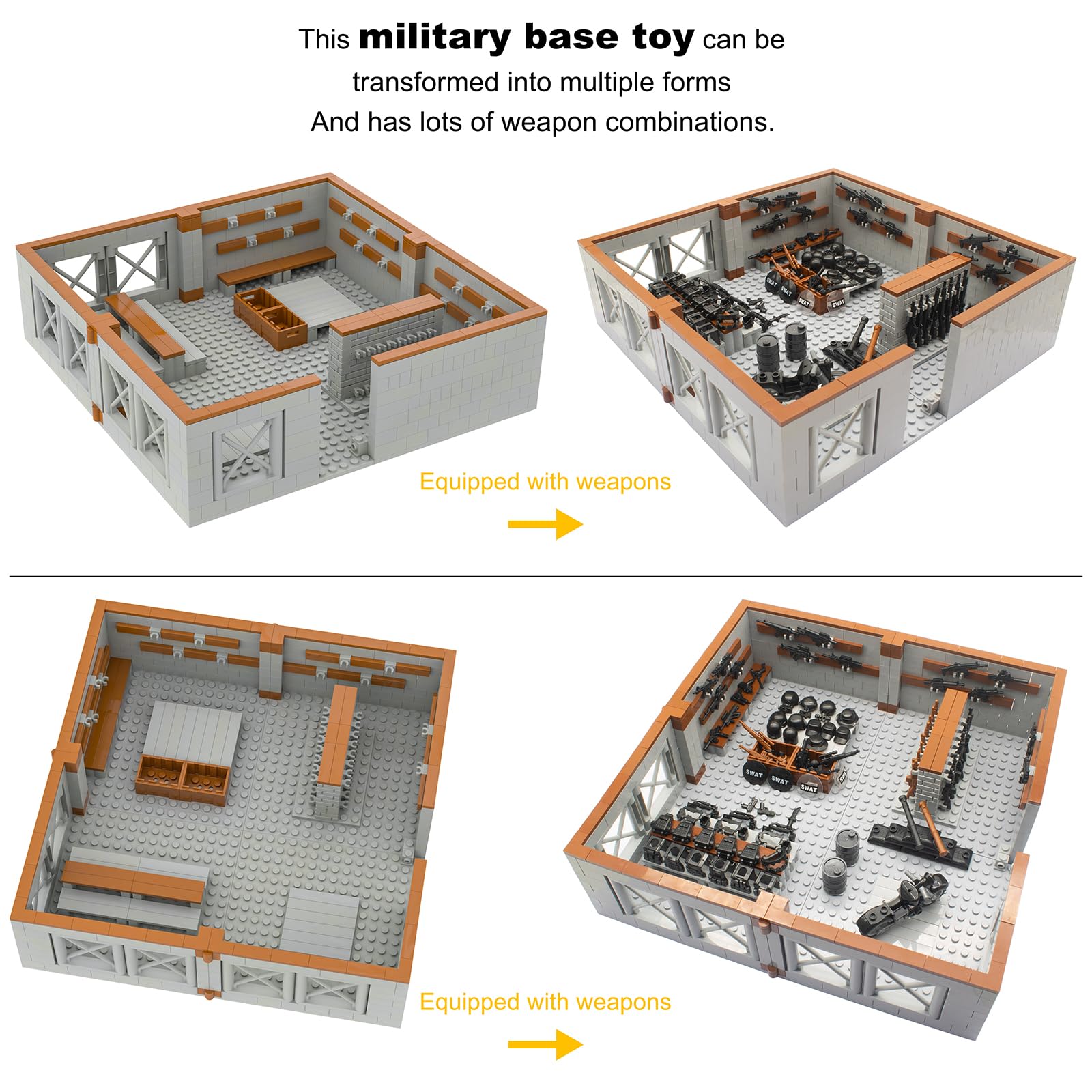 Gonsausola assembly rotating base parts to reconfigure layouts.