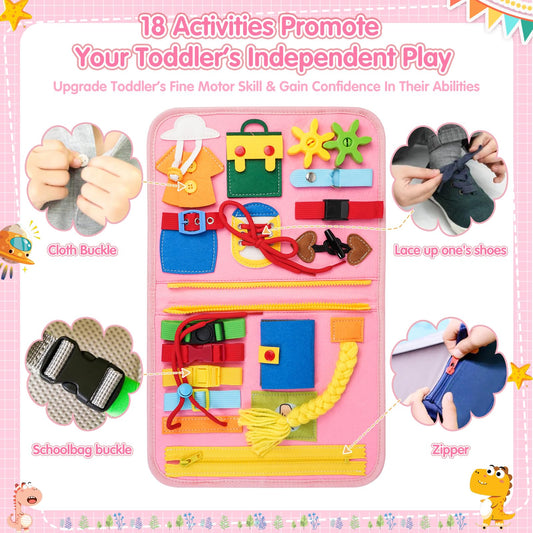 Goobaetoy Busy Board zipper and buckles practice supports practical self-help skills.