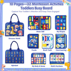 Goobaetoy Montessori Busy Board lacing and buckles promote problem-solving and independence.