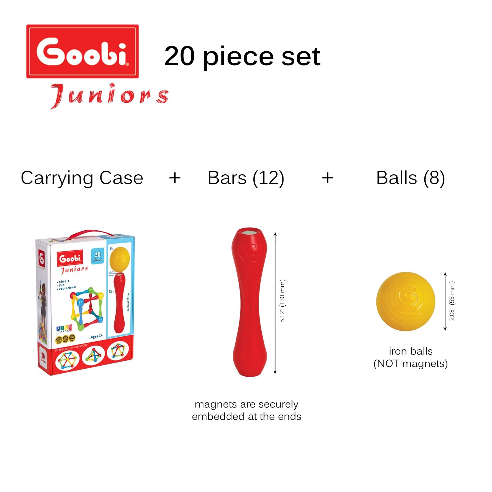 Goobi vibrant color blocks boost visual interest and early STEM exploration.
