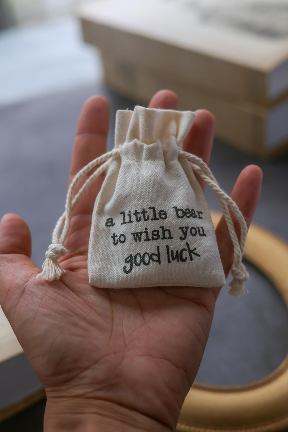 Good Luck Gift Pocket Bear fabric close-up shows soft texture.