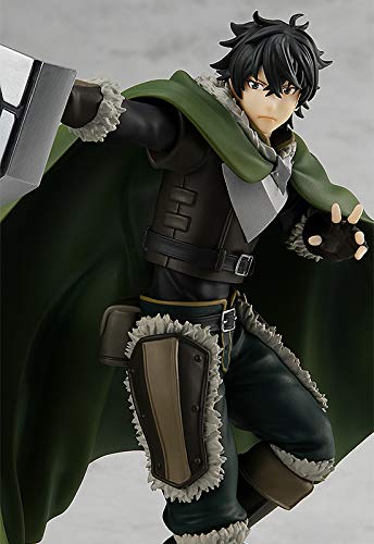 Good Smile Company Naofumi Iwatani POP UP PARADE cloak-draped pose enhances shelf display.
