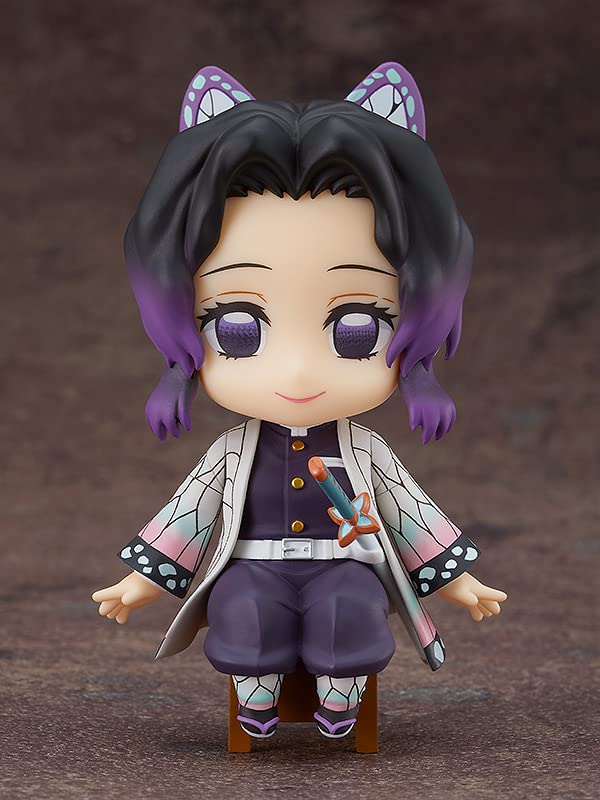 Good Smile Demon Slayer Shinobu Kocho Swacchao face close-up showing detailed portrait.