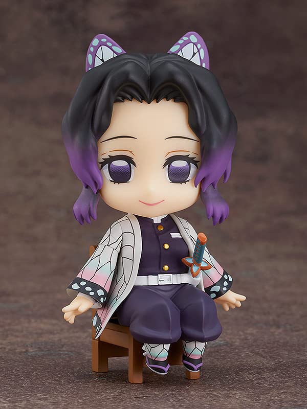 Good Smile Demon Slayer Shinobu Kocho Swacchao series branding on display shelf.