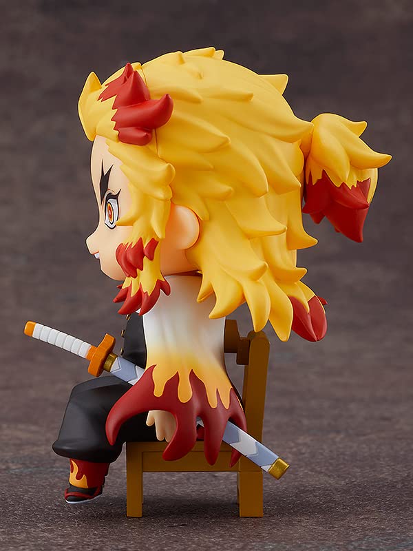 Good Smile Kyojuro Rengoku Swacchao chair edge display saves space in tight corners.