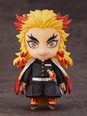 Good Smile Kyojuro Rengoku Swacchao chair side view reveals detailed figure on a shelf.