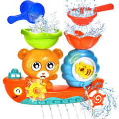 GOODLOGO Bear bath toy with suction cups for secure wall attachment.