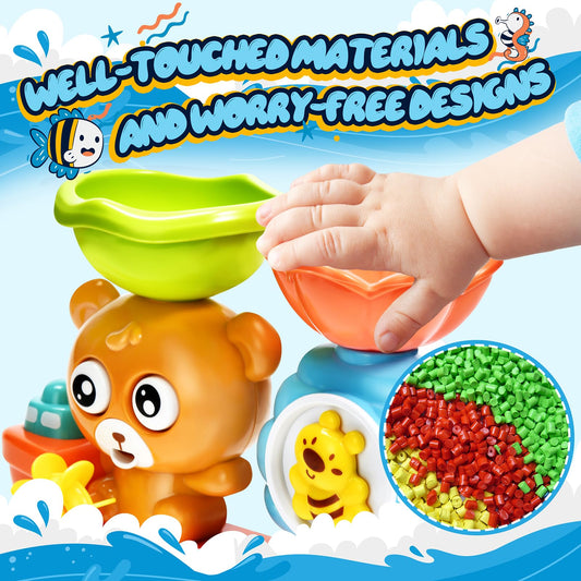 GOODLOGO Bear bath toy waterfall station for flowing water play.