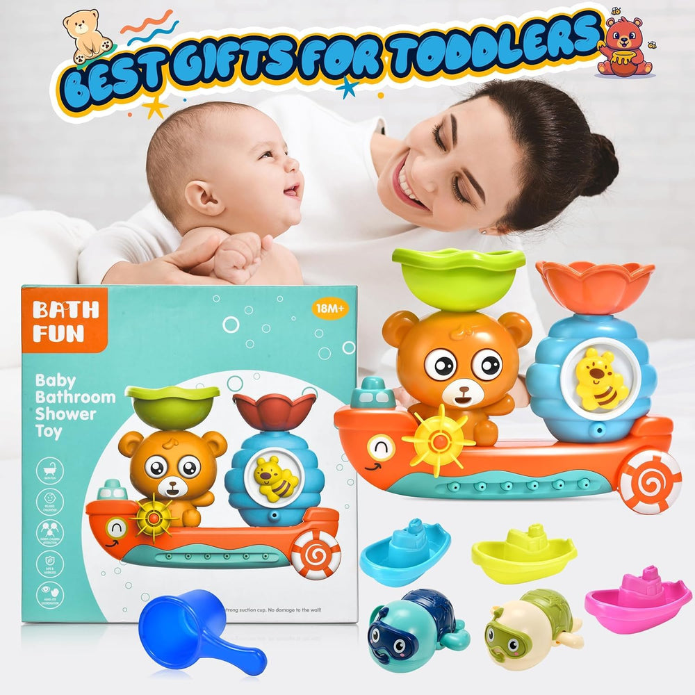 GOODLOGO gift-ready bath toy set for toddlers 18 months and up.