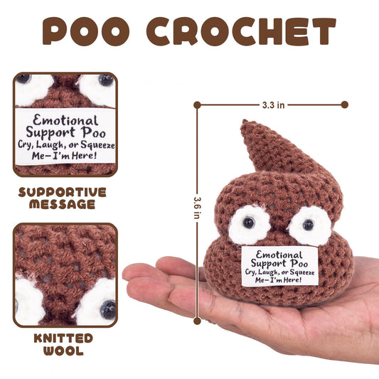 GOODLYSPORTS Emotional support poop toy close-up highlighting soft, squeezable yarn.