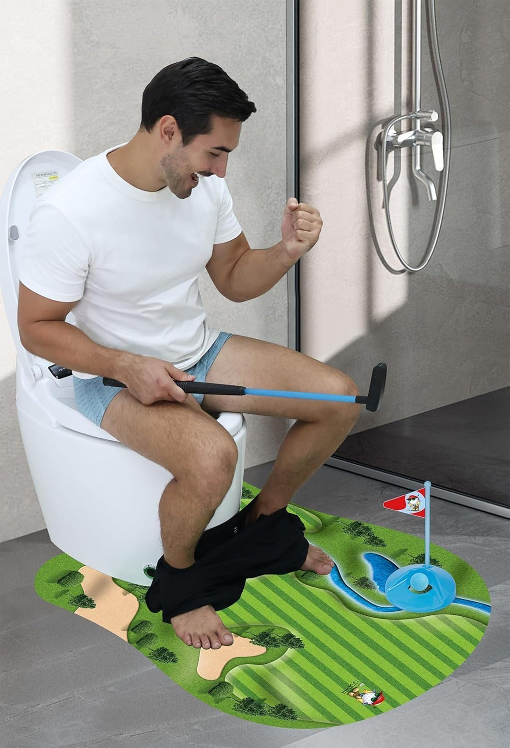 GOODLYSPORTS Glow Toilet Golf packaging highlights a fun night-scale gag gift.